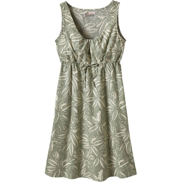 Limited Edition Patagonia Pataloha Green Tropical Print Sleeveless Dress Size 6 - Picture 10 of 11